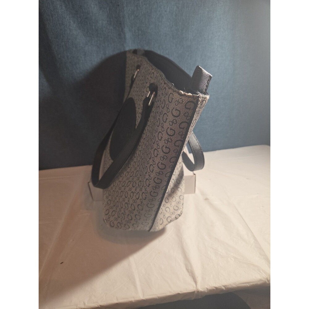 Guess Los Angeles Monogram Tote Bag Gray Black Shoulder Purse - Picture 11 of 16